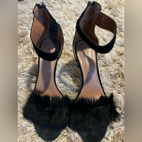 BCBGMAXAZRIA HALA fur strap heels size 7.5 - Picture 2 of 8